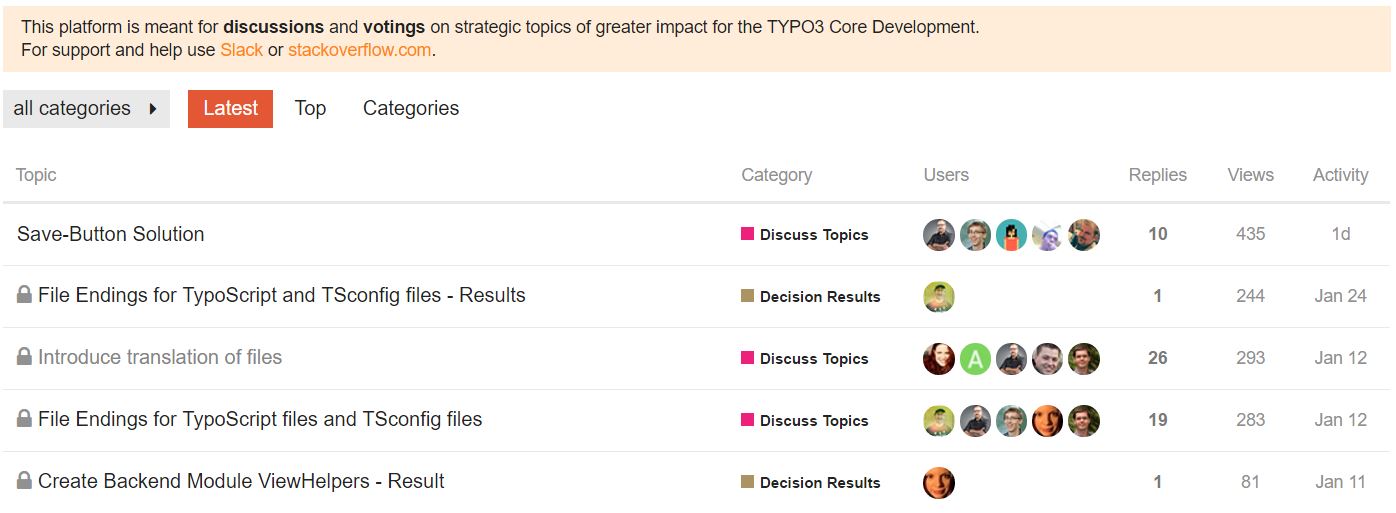 Abbildung: Das neue Diskussions-Portal für TYPO3 Core Entscheidungen
